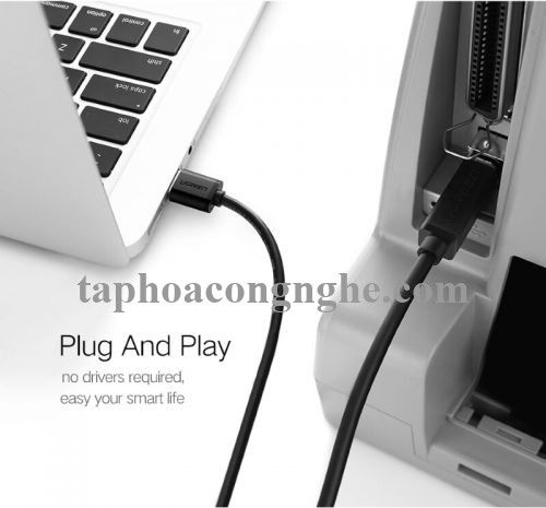 Ugreen 10352 5M màu Đen Cáp USB 2.0 sang USB B máy in đầu mạ vàng US135 30010352